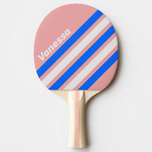 Raquette De Ping Pong Rétro Sea Kiss Rayures en angle avec nom