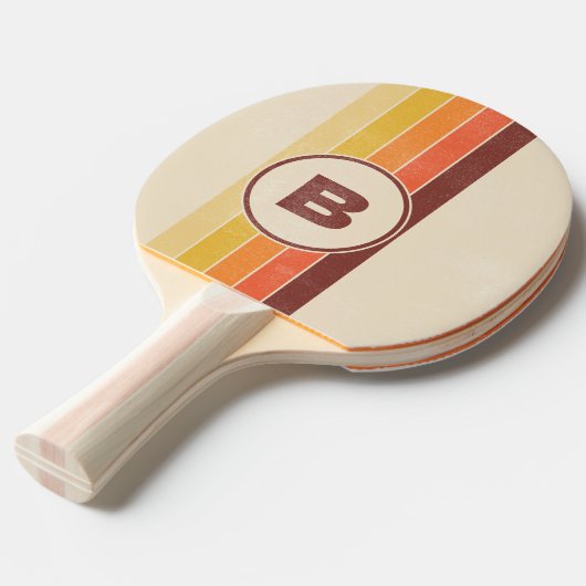Raquette De Ping Pong Retro serré taché foncé avec initial (Devant Angle)