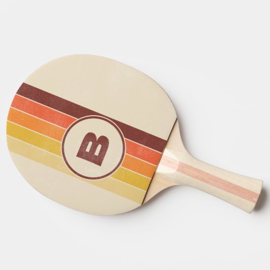 Raquette De Ping Pong Retro serré taché foncé avec initial (Côté)