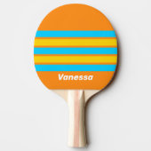 Raquette De Ping Pong Retro Summer Beach Across Striping with Name (Dos)