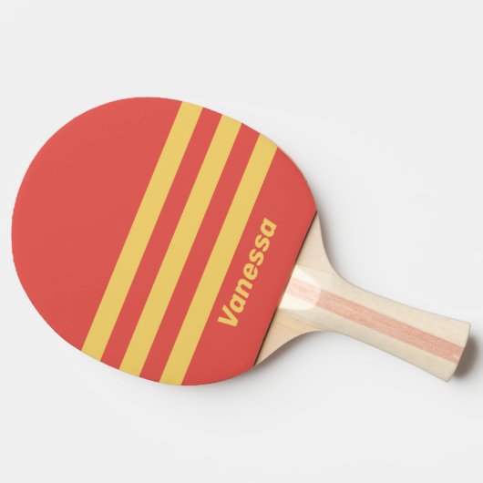 Raquette De Ping Pong Retro Surf Sunset Three Across Striping with Name (Côté)