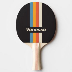 Raquette De Ping Pong Rétro Vintage Arc-en-ciel Sombre Épingle Rayée ave