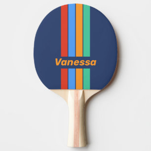 Raquette De Ping Pong Rétro Vintage Rayures de Broche Arc-en-Ciel avec N