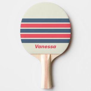 Raquette De Ping Pong Retro Yacht Club à travers les rayures avec nom