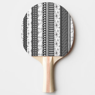 Raquette De Ping Pong Rétros rayures noires et blanches 1 de motif
