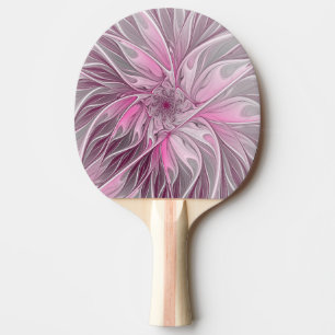 Raquette De Ping Pong Rêve de fleur rose fractal, Motif d'Imaginaire flo