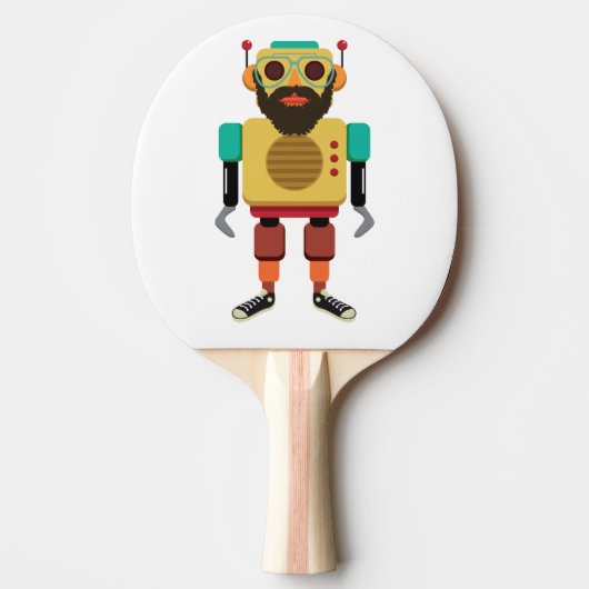 Raquette De Ping Pong Robot rétro Hipster (Devant)