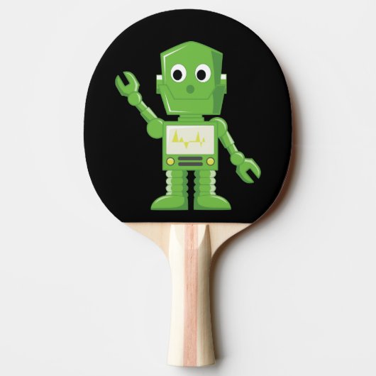 Raquette De Ping Pong Robot vert et jaune (Dos)