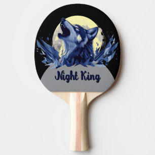 Raquette De Ping Pong Roi de nuit - Loup hurlant avec lune