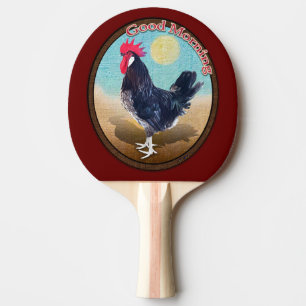 Raquette De Ping Pong Rooster de Minorque Bonjour Vintage Oval