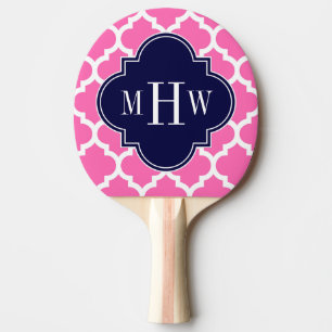 Raquette De Ping Pong Rose Chaud #2 Blanc Marocain #5 Navy 3 Monogramme 