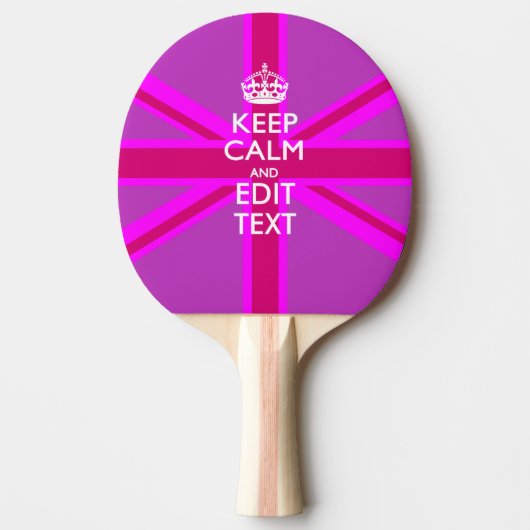 Raquette De Ping Pong Rose Chaud - Garder le calme Modifier le texte Uni (Devant)