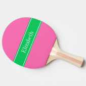 Raquette De Ping Pong Rose chaud solide #2 Emerald Green Rbn Nom Monogra (Côté)