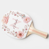 Raquette De Ping Pong Rose d'aquarelle Wreath personnalisée | BLANCHE (Côté)