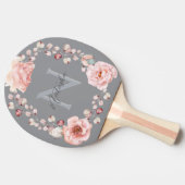 Raquette De Ping Pong Rose d'aquarelle Wreath personnalisée | Gray (Côté)