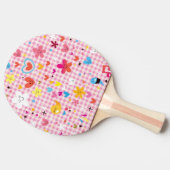 Raquette De Ping Pong rose de motif de bande dessinée d'amusement (Côté)
