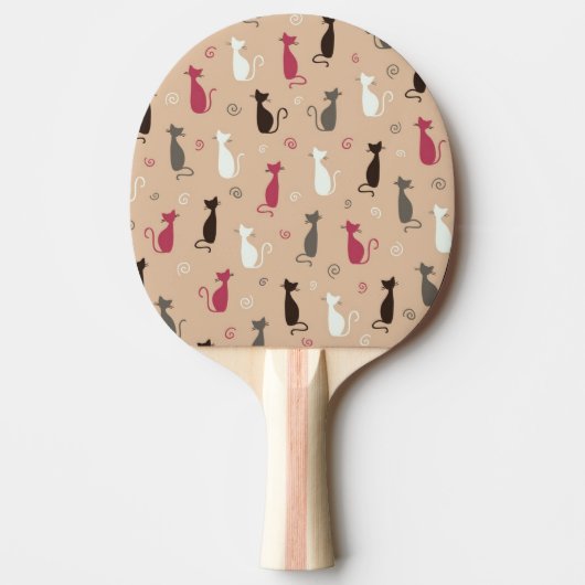 Raquette De Ping Pong rose de motif de chats (Devant)