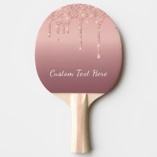Raquette De Ping Pong Rose de texte personnalisé Parties scintillant d'é