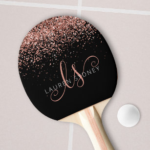 Raquette De Ping Pong Rose Gold Blush Pink Parties scintillant Glam Nom 