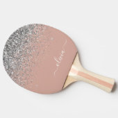 Raquette De Ping Pong Rose Gold Blush rose Parties scintillant argent Mo (Côté)