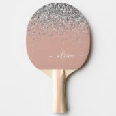 Raquette De Ping Pong Rose Gold Blush rose Parties scintillant argent Mo (Devant)