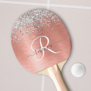 Raquette De Ping Pong Rose Gold brossé Parties scintillant métallique No