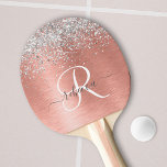 Raquette De Ping Pong Rose Gold brossé Parties scintillant métallique No<br><div class="desc">Personnalisez facilement ce design chic et branché de pingpong avec une jolie parties scintillant en faux argent brillant sur un arrière - plan métallique brossé or rose.</div>