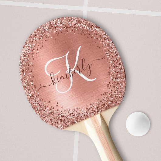Raquette De Ping Pong Rose Gold brossé Parties scintillant métallique No