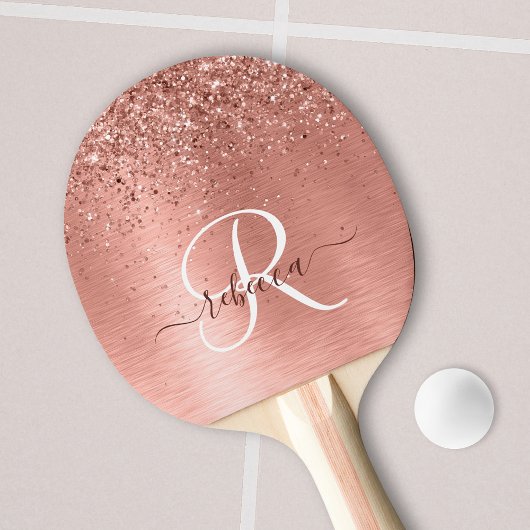 Raquette De Ping Pong Rose Gold brossé Parties scintillant métallique No