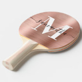 Raquette De Ping Pong Rose Gold Foil Signature Monogramme moderne Photo (Devant Angle)