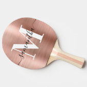 Raquette De Ping Pong Rose Gold Foil Signature Monogramme moderne Photo (Côté)