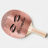 Raquette De Ping Pong Rose Gold Glitter Sparkle Eyelashes Monogram (Côté)