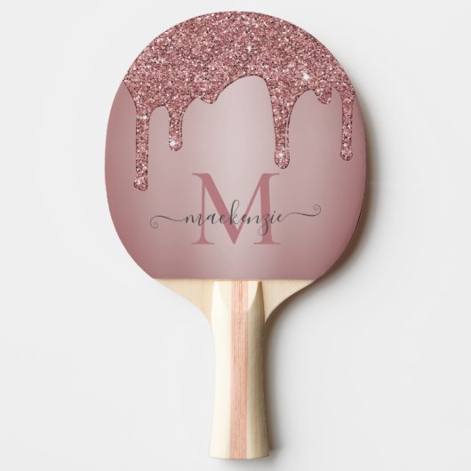 Raquette De Ping Pong Rose Gold Sparkle Glam Parties scintillant Monogra (Devant)