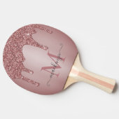 Raquette De Ping Pong Rose Gold Sparkle Glam Parties scintillant Monogra (Côté)