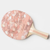Raquette De Ping Pong Rose or cube nom de marbre glittert script (Côté)