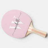 Raquette De Ping Pong Rose Pâle Moderne Écriture Personnalisée Monogramm (Côté)