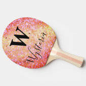 Raquette De Ping Pong Rose Parties scintillant or Étincelle Monogramme N (Côté)