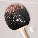 Raquette De Ping Pong Rose personnalisé Parties scintillant or noir Étin<br><div class="desc">Personnalisez facilement cette élégante pagaie de ping-pong design avec une jolie parties scintillant brillante en or rose sur un arrière - plan métallique brossé noir.</div>