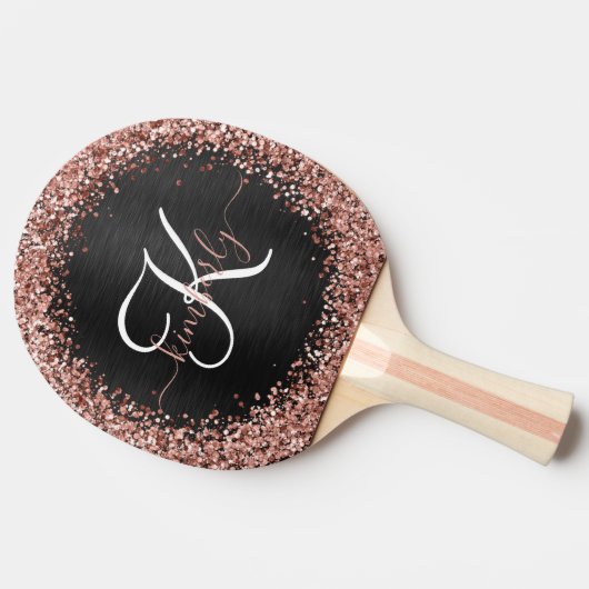 Raquette De Ping Pong Rose personnalisé Parties scintillant or noir Étin (Côté)