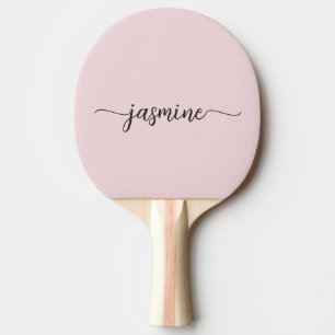 Raquette De Ping Pong Rose Poudré Moderne Nom Personnalisé Écriture Scri