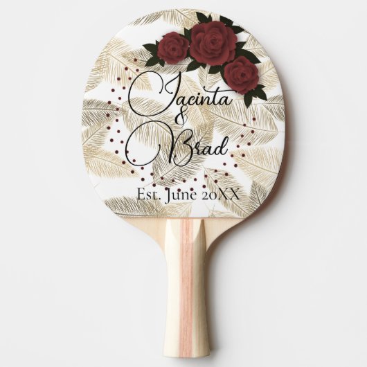 Raquette De Ping Pong Rose romantique Mariage de plume d'or (Devant)
