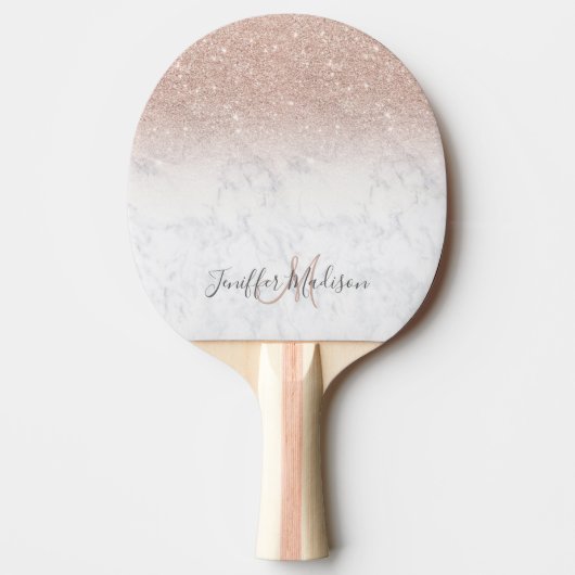 Raquette De Ping Pong Rose rose rose or parties scintillant marbre blanc (Devant)