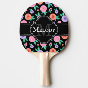 Raquette De Ping Pong Rose rose / violet couleur Motif sur noir