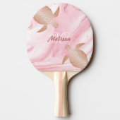 Raquette De Ping Pong Rose Tortue d'or Blush Marble Monogramme Votre nom (Dos)