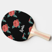 Raquette De Ping Pong Roses roses roses sur noir (Côté)
