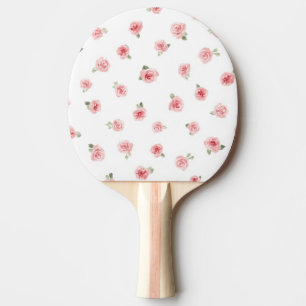 Raquette De Ping Pong Rosier rose pastel aquarelle floral vintage rose b