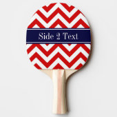 Raquette De Ping Pong Rouge Blanc LG Chevron Marine Nom bleu Monogramme (Dos)
