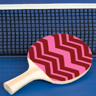 Raquette De Ping Pong Rouge bordeaux rose chevron design zigzag