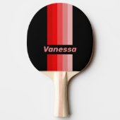 Raquette De Ping Pong Rouge Éclair Rayé avec Nom (Dos)