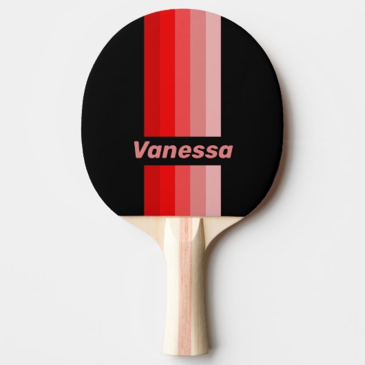 Raquette De Ping Pong Rouge Éclair Rayé avec Nom (Devant)